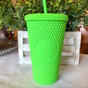 🧜‍♀️Starbucks Bright Neon Green Studded Tumbler